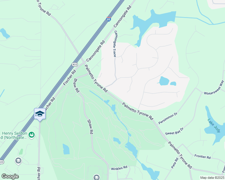 map of restaurants, bars, coffee shops, grocery stores, and more near 836 Palmetto Tyrone Road in Sharpsburg