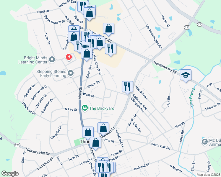 map of restaurants, bars, coffee shops, grocery stores, and more near 644 Ellington Avenue in Thomson