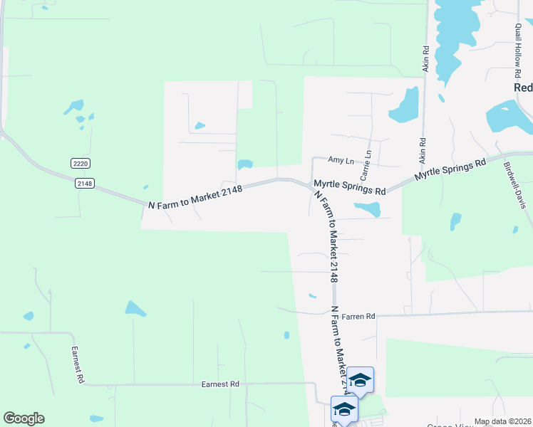 map of restaurants, bars, coffee shops, grocery stores, and more near 4049 Farm to Market 2148 in Texarkana
