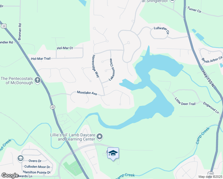 map of restaurants, bars, coffee shops, grocery stores, and more near 6110 Montlake Avenue in McDonough