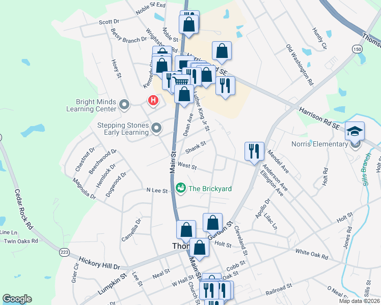 map of restaurants, bars, coffee shops, grocery stores, and more near 111 Shank Street in Thomson