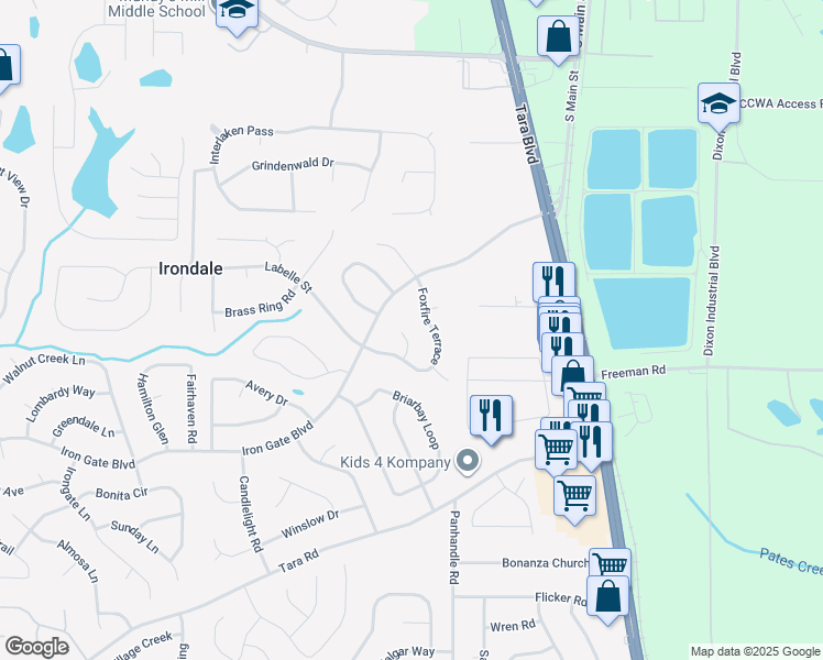 map of restaurants, bars, coffee shops, grocery stores, and more near 10184 Top Tree Court in Jonesboro