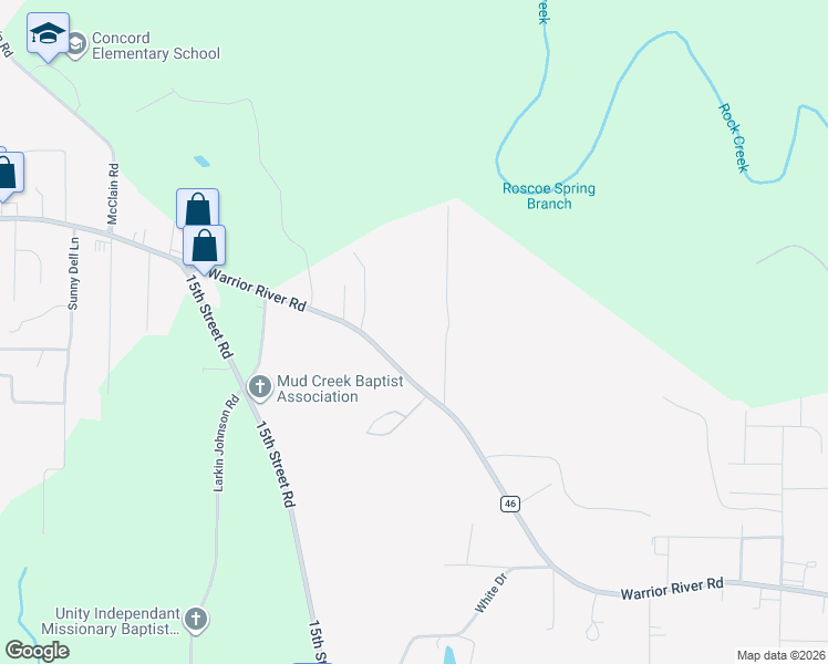 map of restaurants, bars, coffee shops, grocery stores, and more near 6335 Warrior River Road in Bessemer