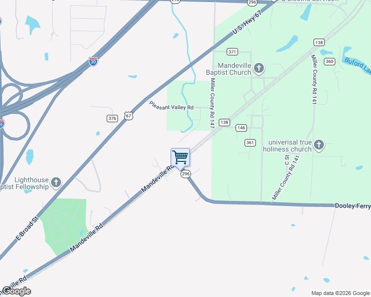 map of restaurants, bars, coffee shops, grocery stores, and more near 5697 Mandeville Road in Texarkana