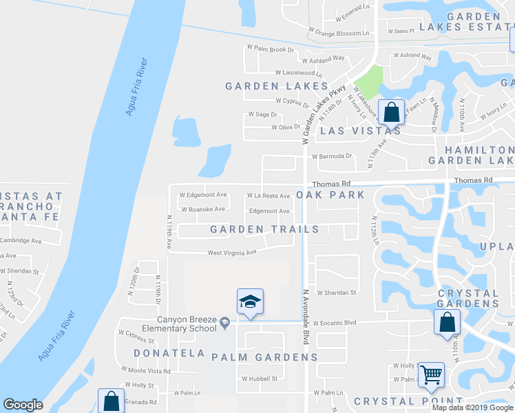map of restaurants, bars, coffee shops, grocery stores, and more near 11602 West Edgemont Avenue in Avondale