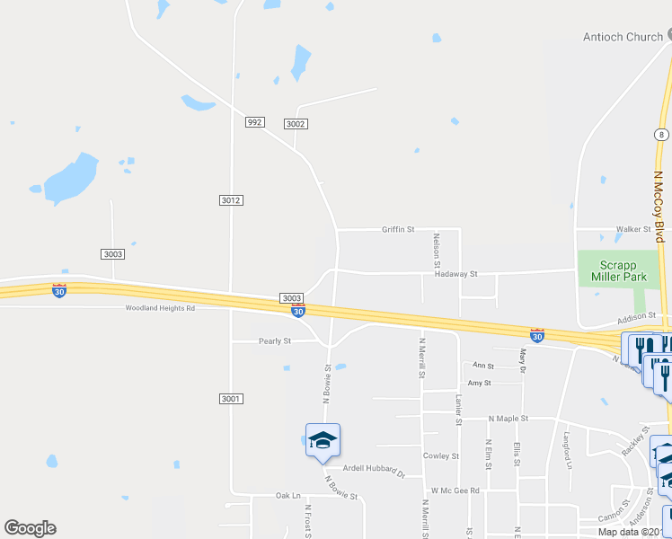 map of restaurants, bars, coffee shops, grocery stores, and more near Daniels Chapel Road in New Boston