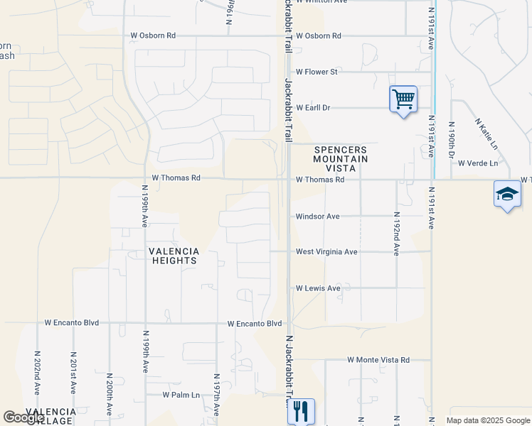 map of restaurants, bars, coffee shops, grocery stores, and more near in Buckeye