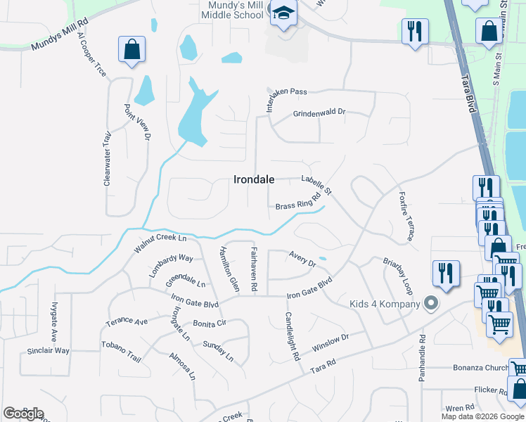 map of restaurants, bars, coffee shops, grocery stores, and more near 10189 Port Royal Court in Jonesboro