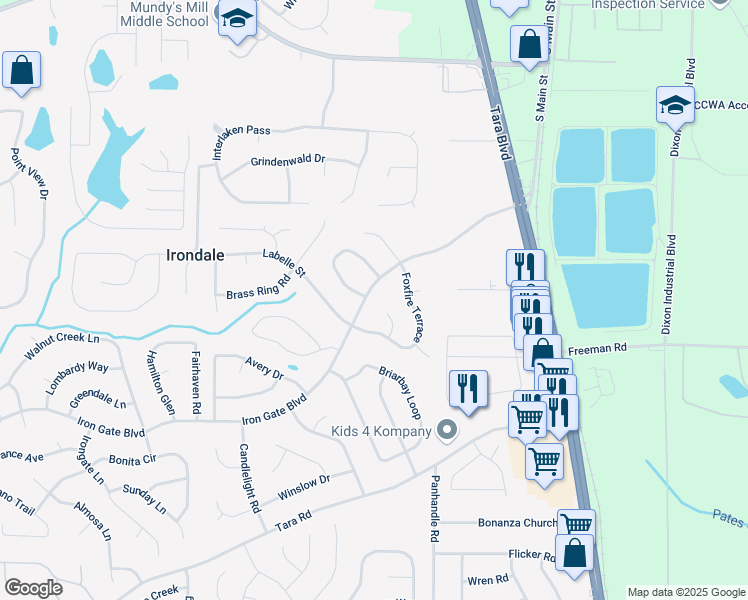 map of restaurants, bars, coffee shops, grocery stores, and more near 1421 Iron Gate Boulevard in Jonesboro