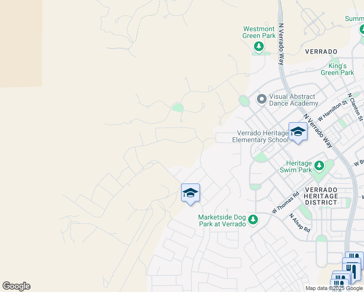 map of restaurants, bars, coffee shops, grocery stores, and more near 2635 N Sienna Hills Pkwy in Buckeye