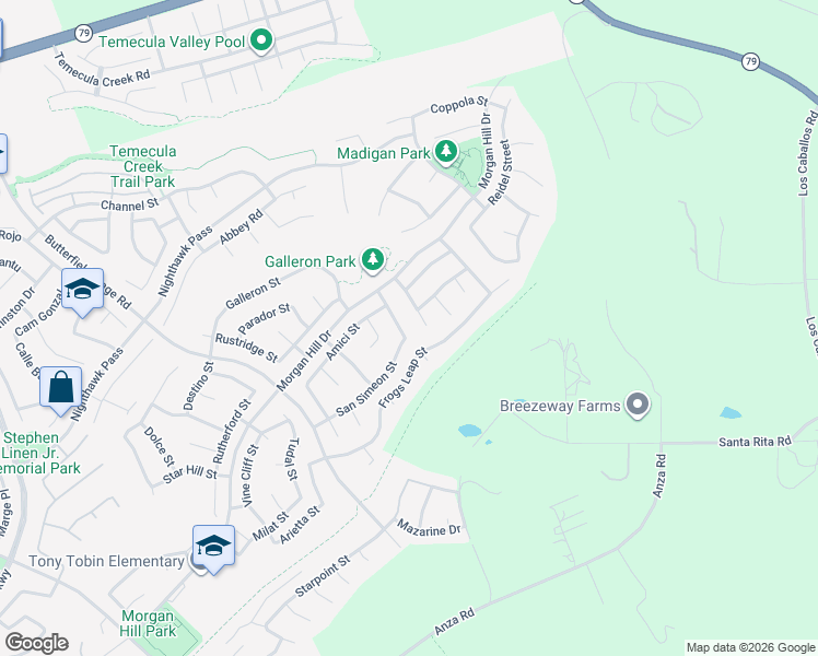 map of restaurants, bars, coffee shops, grocery stores, and more near 44608 Kornell Street in Temecula