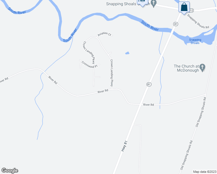 map of restaurants, bars, coffee shops, grocery stores, and more near 1009 Crown Landing Parkway in McDonough