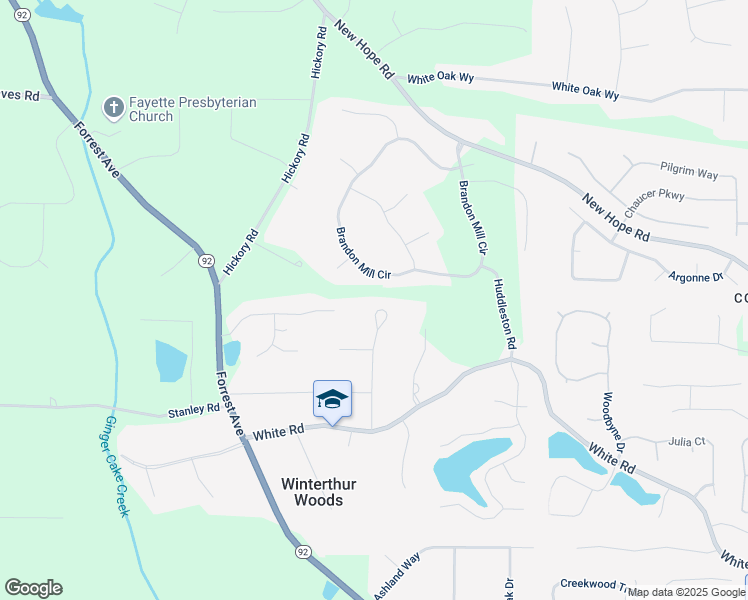 map of restaurants, bars, coffee shops, grocery stores, and more near 260 Brandon Mill Circle in Fayetteville