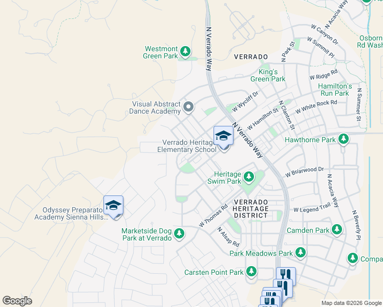 map of restaurants, bars, coffee shops, grocery stores, and more near 2837 North Riley Road in Buckeye
