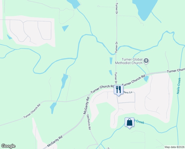map of restaurants, bars, coffee shops, grocery stores, and more near 2699 Turner Church Road in McDonough