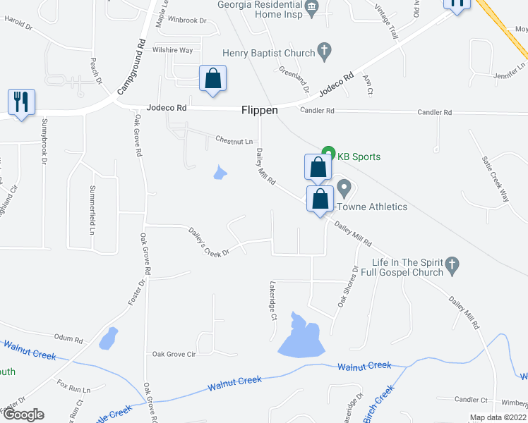 map of restaurants, bars, coffee shops, grocery stores, and more near 308 Dailey's Plantation Drive in McDonough