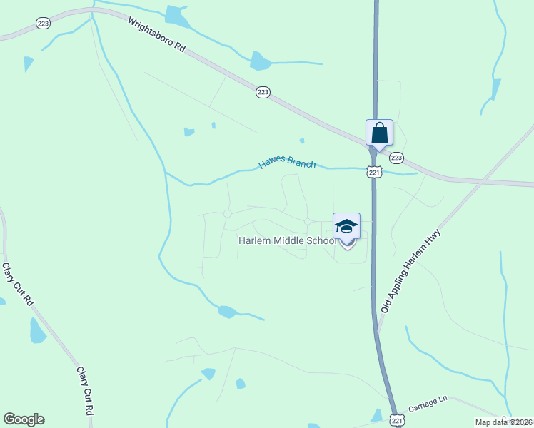 map of restaurants, bars, coffee shops, grocery stores, and more near 1244 Appling Harlem Road in Harlem