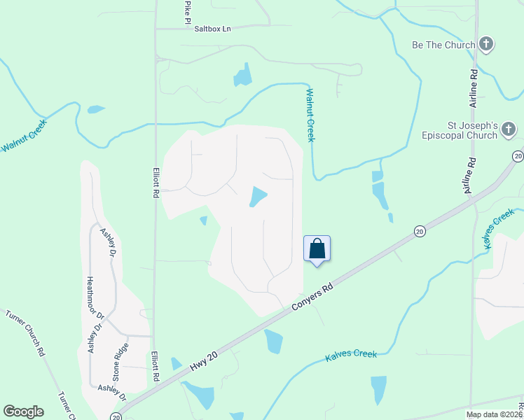 map of restaurants, bars, coffee shops, grocery stores, and more near 1315 Edwin Court in McDonough