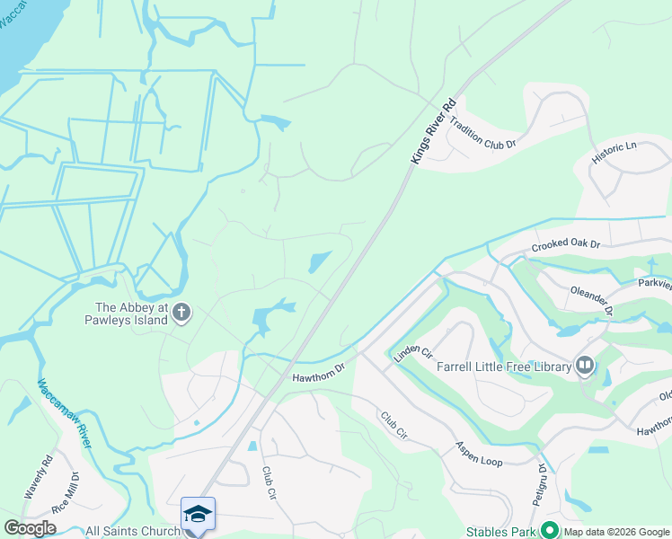 map of restaurants, bars, coffee shops, grocery stores, and more near 385 Tucker Road in Pawleys Island