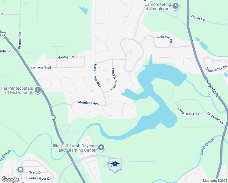 map of restaurants, bars, coffee shops, grocery stores, and more near 8100 Lakemont Close in McDonough