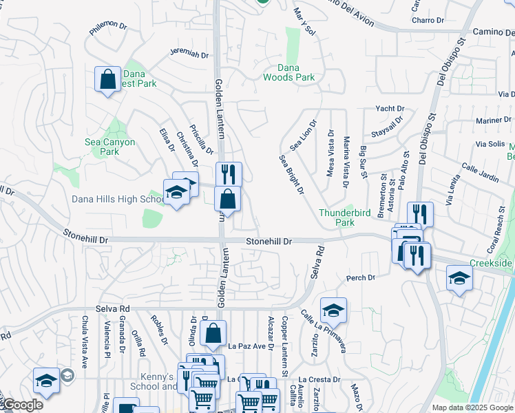 map of restaurants, bars, coffee shops, grocery stores, and more near 33361 Cheltam Way in Dana Point