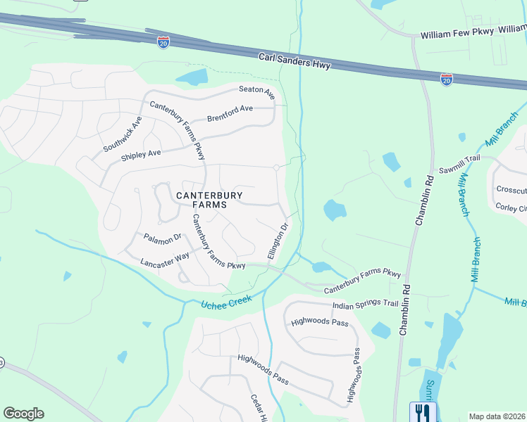 map of restaurants, bars, coffee shops, grocery stores, and more near 706 Coventry Avenue in Grovetown