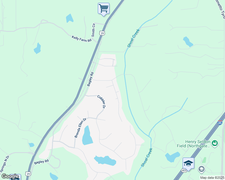 map of restaurants, bars, coffee shops, grocery stores, and more near 25 Hidden Brook Lane in Newnan