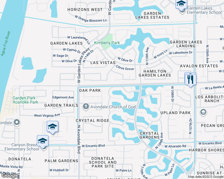 map of restaurants, bars, coffee shops, grocery stores, and more near 11233 West Edgemont Avenue in Avondale