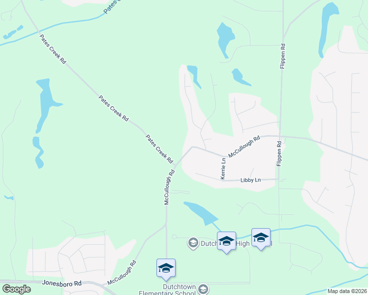 map of restaurants, bars, coffee shops, grocery stores, and more near 800 McCullough Road in Stockbridge