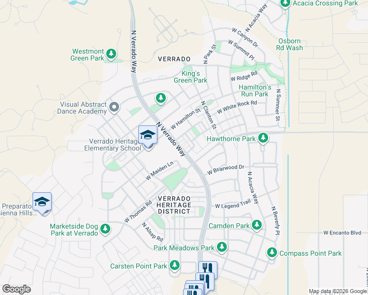 map of restaurants, bars, coffee shops, grocery stores, and more near 20767 West White Rock Road in Buckeye