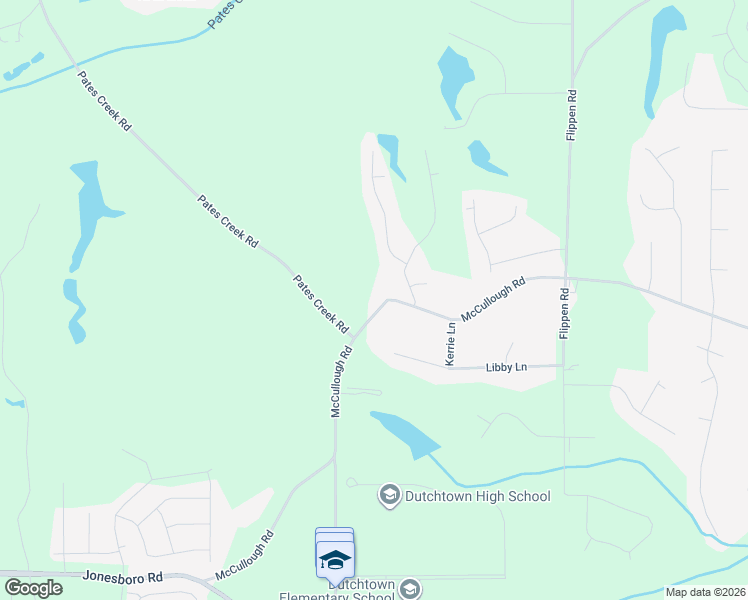 map of restaurants, bars, coffee shops, grocery stores, and more near 800 McCullough Road in Stockbridge