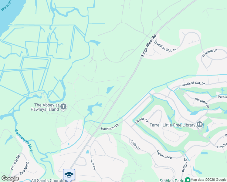 map of restaurants, bars, coffee shops, grocery stores, and more near 385 Tucker Road in Pawleys Island