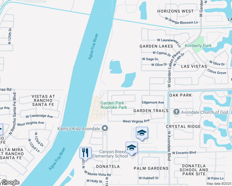 map of restaurants, bars, coffee shops, grocery stores, and more near 11864 West Edgemont Avenue in Avondale