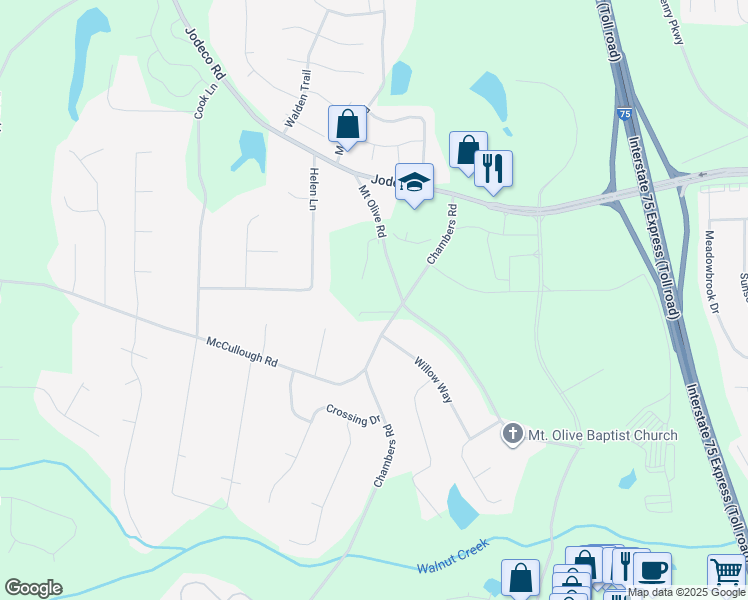 map of restaurants, bars, coffee shops, grocery stores, and more near 715 Mount Olive Road in Stockbridge