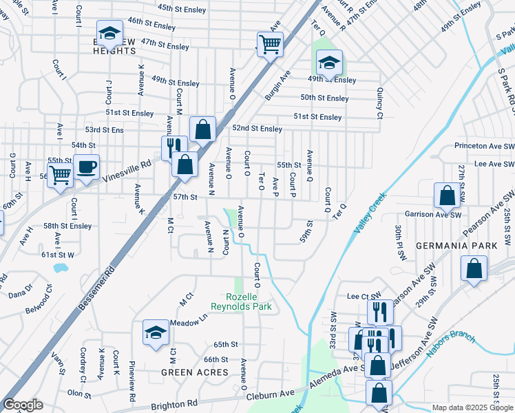 map of restaurants, bars, coffee shops, grocery stores, and more near 5708 Court O in Birmingham