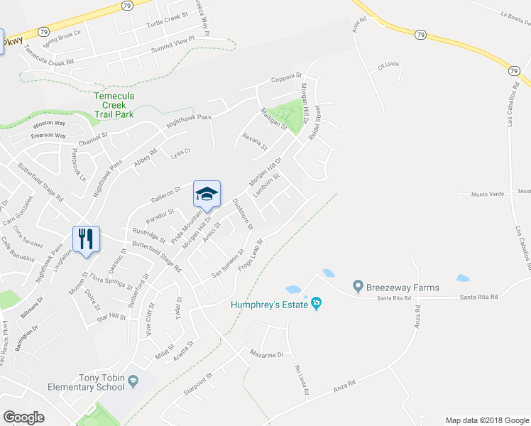 map of restaurants, bars, coffee shops, grocery stores, and more near 44608 Kornell Street in Temecula