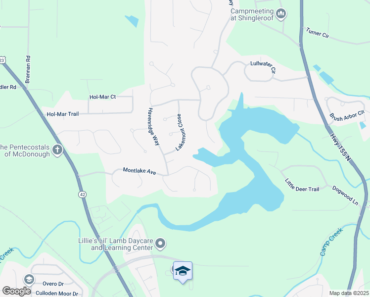 map of restaurants, bars, coffee shops, grocery stores, and more near 8100 Lakemont Close in McDonough