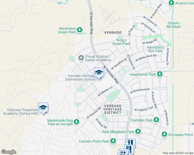 map of restaurants, bars, coffee shops, grocery stores, and more near 20894 West Hamilton Street in Buckeye