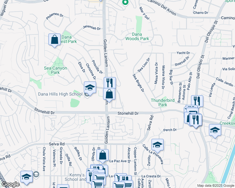 map of restaurants, bars, coffee shops, grocery stores, and more near 33361 Cheltam Way in Dana Point
