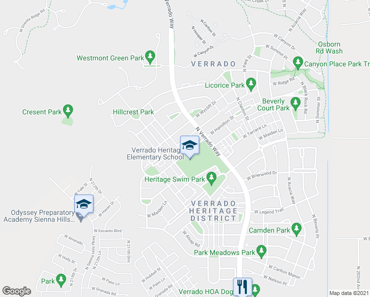 map of restaurants, bars, coffee shops, grocery stores, and more near 20894 West Hamilton Street in Buckeye