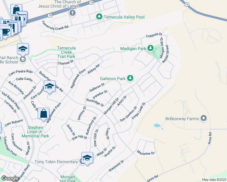 map of restaurants, bars, coffee shops, grocery stores, and more near 44643 Woltner Court in Temecula