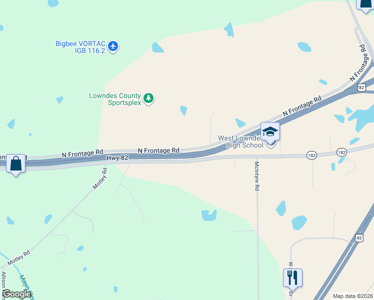 map of restaurants, bars, coffee shops, grocery stores, and more near 2366 North Frontage Road in Columbus