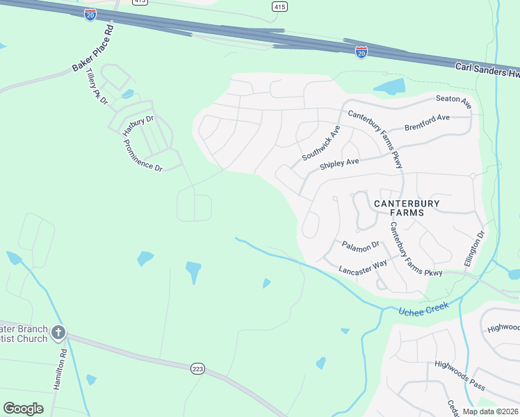 map of restaurants, bars, coffee shops, grocery stores, and more near 75 Dyches Road in Grovetown