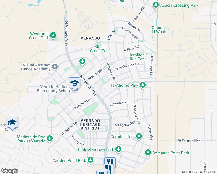 map of restaurants, bars, coffee shops, grocery stores, and more near 2830 Claire Drive in Buckeye