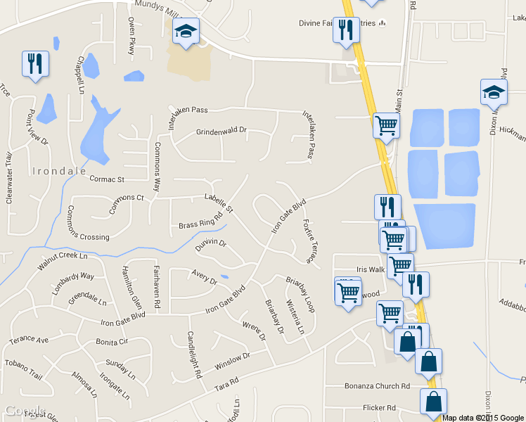 map of restaurants, bars, coffee shops, grocery stores, and more near 1345 Hatchcover Circle in Jonesboro