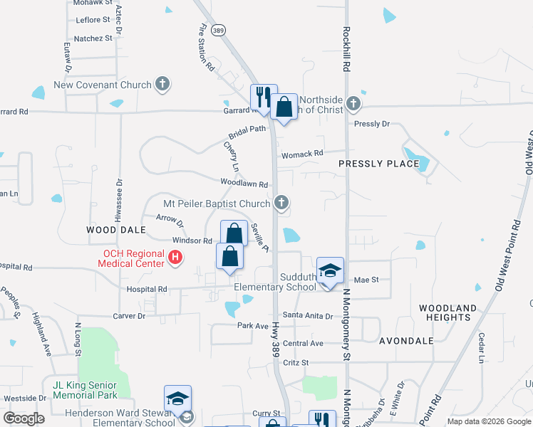 map of restaurants, bars, coffee shops, grocery stores, and more near 701 North Jackson Street in Starkville