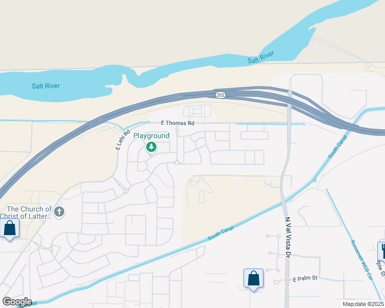 map of restaurants, bars, coffee shops, grocery stores, and more near 3219 East Regina Street in Mesa