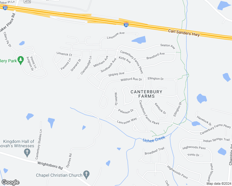 map of restaurants, bars, coffee shops, grocery stores, and more near 2631 Waites Drive in Grovetown