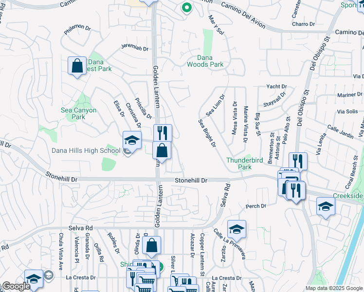 map of restaurants, bars, coffee shops, grocery stores, and more near 33361 Cheltam Way in Dana Point