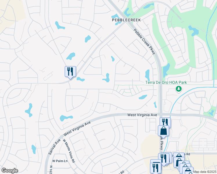 map of restaurants, bars, coffee shops, grocery stores, and more near 15840 West Edgemont Avenue in Goodyear